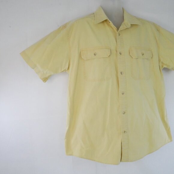 VTG Men’s L Reg LL Bean Sun Washed Yellow Canvas Shirt Traditional Work Chore - Picture 2 of 5